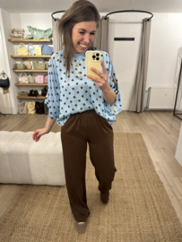 Satinlook polkadot blouse tee - blue light