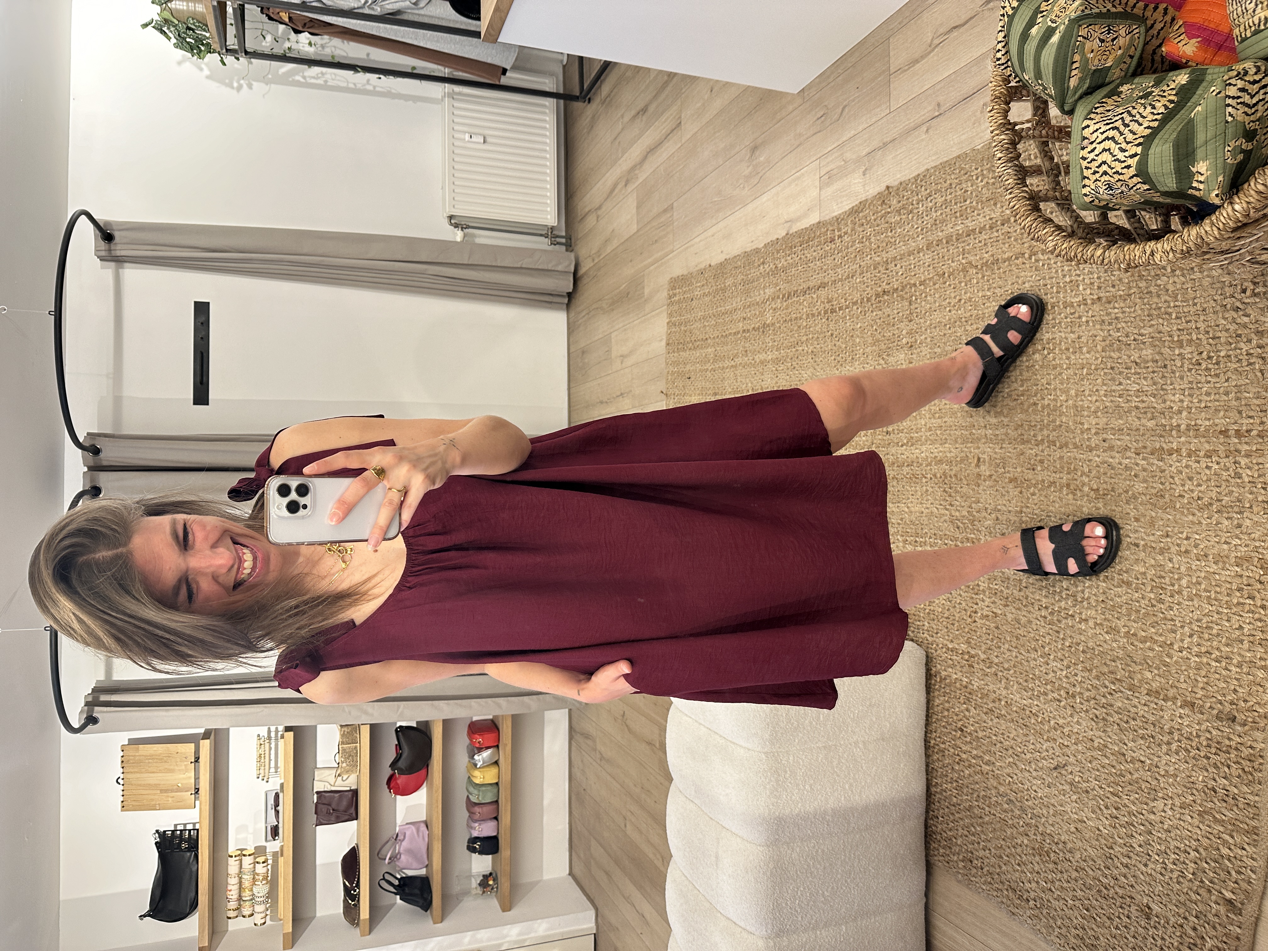 Bow short dress Azzurro - bordeaux