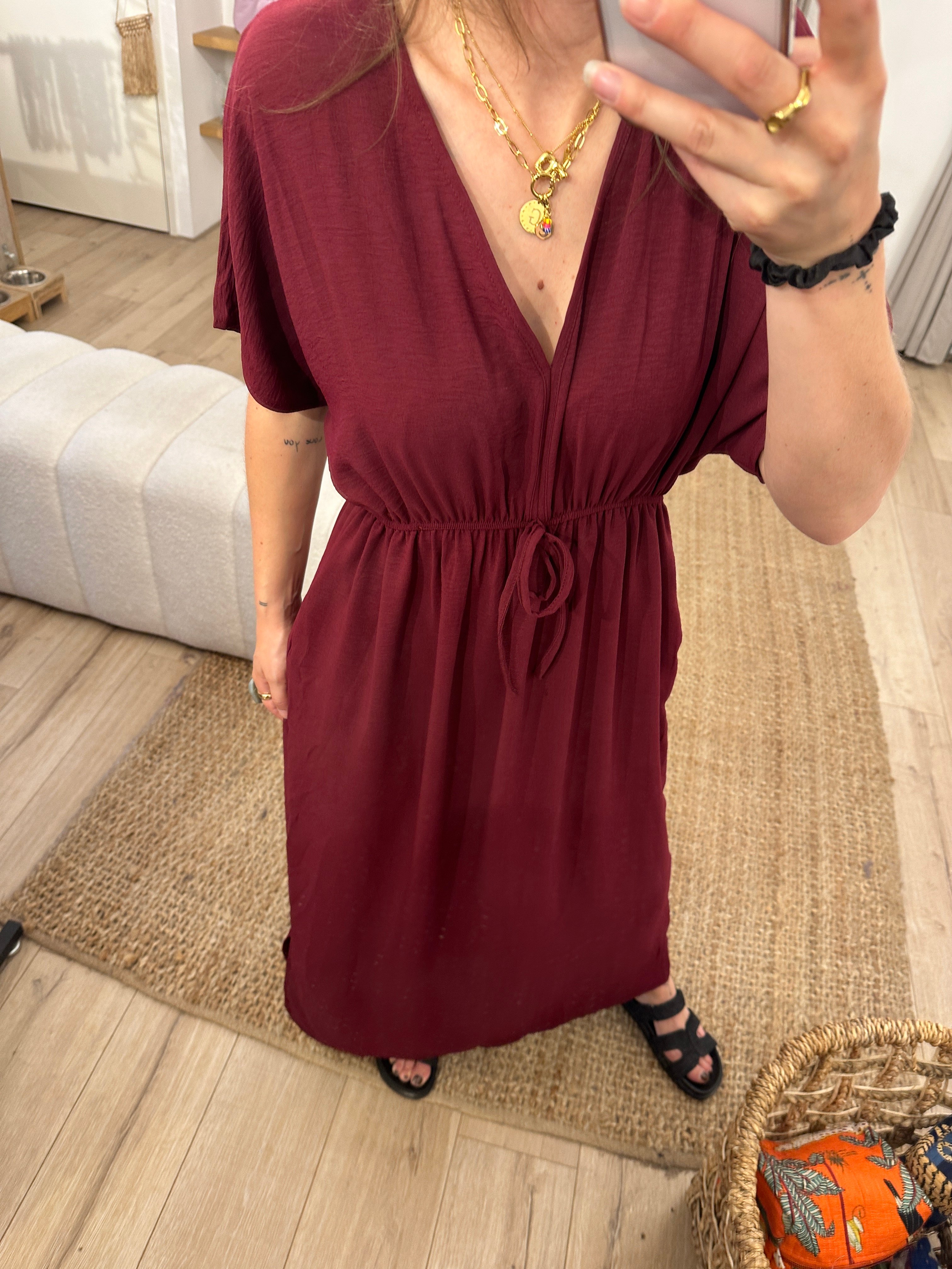 Basic maxi dress Azzurro - bordeaux