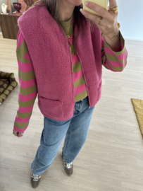 Teddy reversible gilet Azzurro - pink