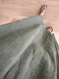 Linen smog long dress - army green
