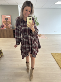 Check blouse dress - bordeaux