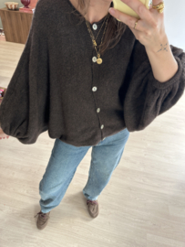Butterfly knitted cardigan Ambika - dark brown