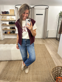 Zip knitted spencer Azzurro - bordeaux