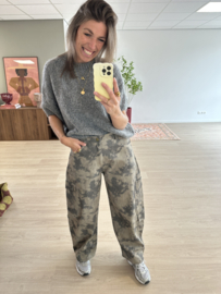 Print cargo barrel pants Azzurro - army green/grey
