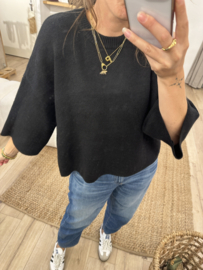Basic knitted pull Azzurro - black