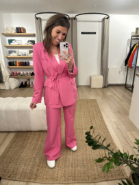 Basic ceintuur blazer Azzurro - pink