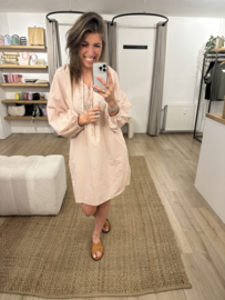 Stripe blouse dress Azzurro - pink