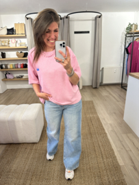 Terry shortsleeve pull Azzurro - pink light