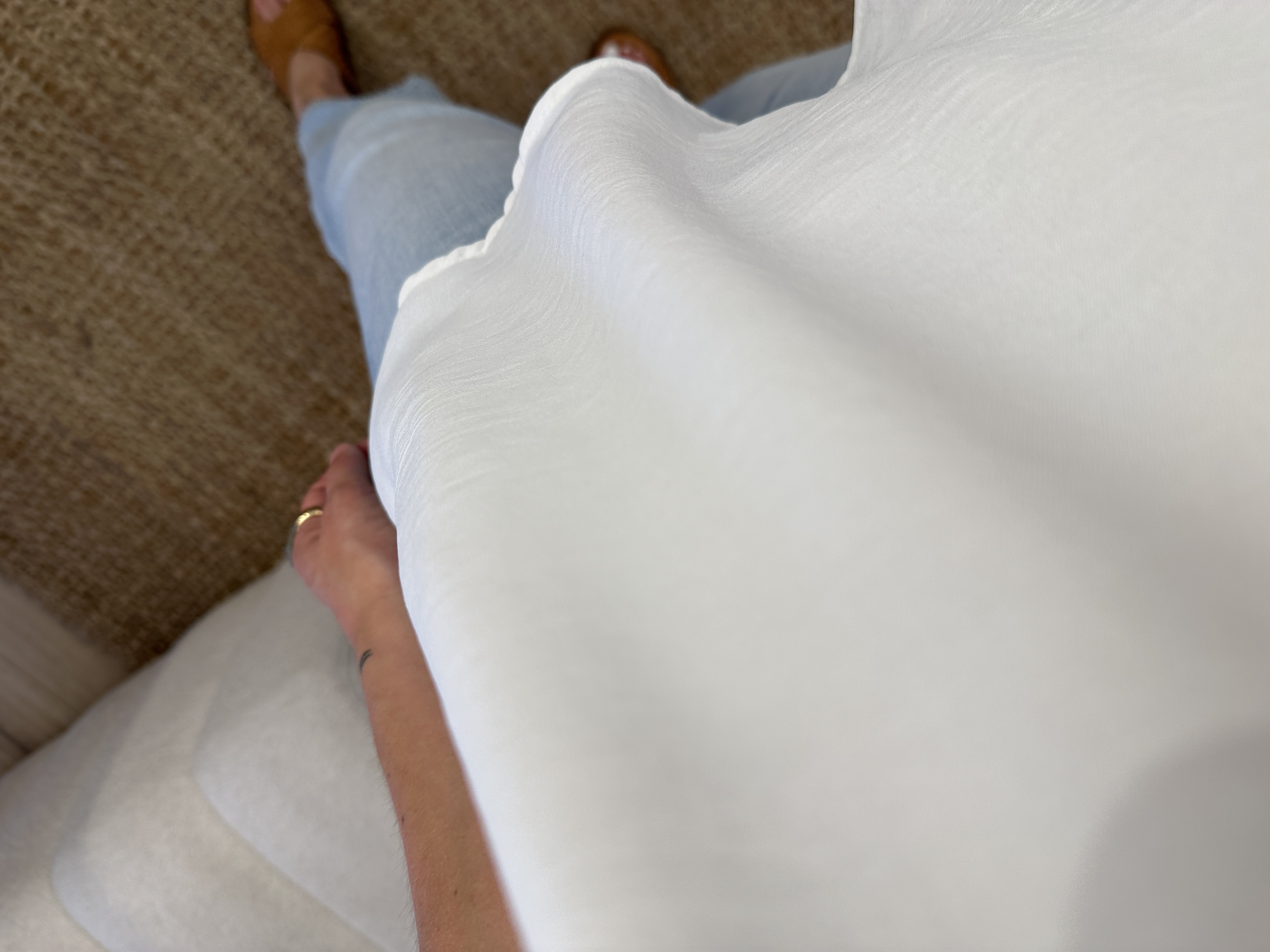 Basic V-top Azzurro - white