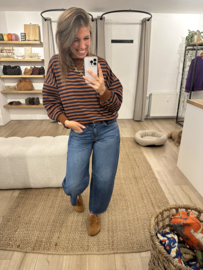 Stripe sweater pull Azzurro - camel/dark blue