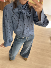 Dot bow blouse Azzurro - blue