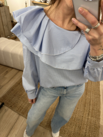 Off shoulder ruffle blouse - stripe