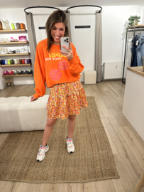 Print ruffle skirt Azzurro - orange