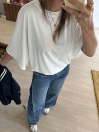 Basic butterfly elastic tee - white