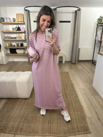 Stripe split dress - lila/pink