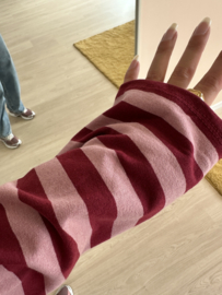 Stripe text longsleeve - bordeaux/pink