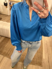 Ruffle puff blouse Azzurro - blue