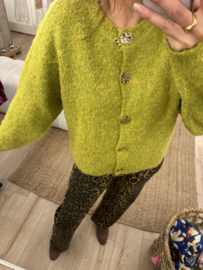 Bouclé button cardigan Azzurro - green
