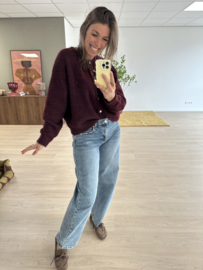Knitted button cardigan - bordeaux