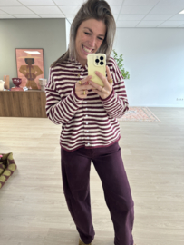 Stripe button cardigan - aubergine/purple