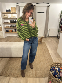 Stripe alpaca cardigan Azzurro - green