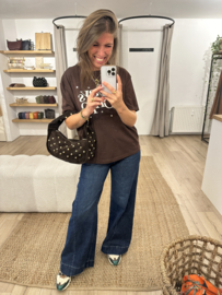 Text stud tee Ambika - dark brown