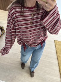 Stripe bow longsleeve - bordeaux