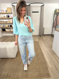 Basic V-blouse Azzurro - aqua