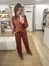 Travel pants Azzurro - dark rust brown