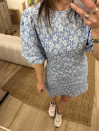 Print puff dress Azzurro - blue