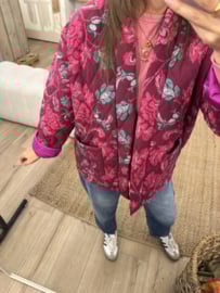 Print kimono jacket Azzurro - dark magenta