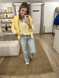Cotton stripe wide blouse Azzurro - yellow
