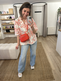 Embroidery blouse Azzurro - red