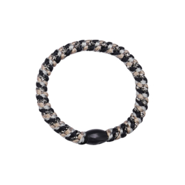 Hair tie bracelet - black/beige/grey (glitter)