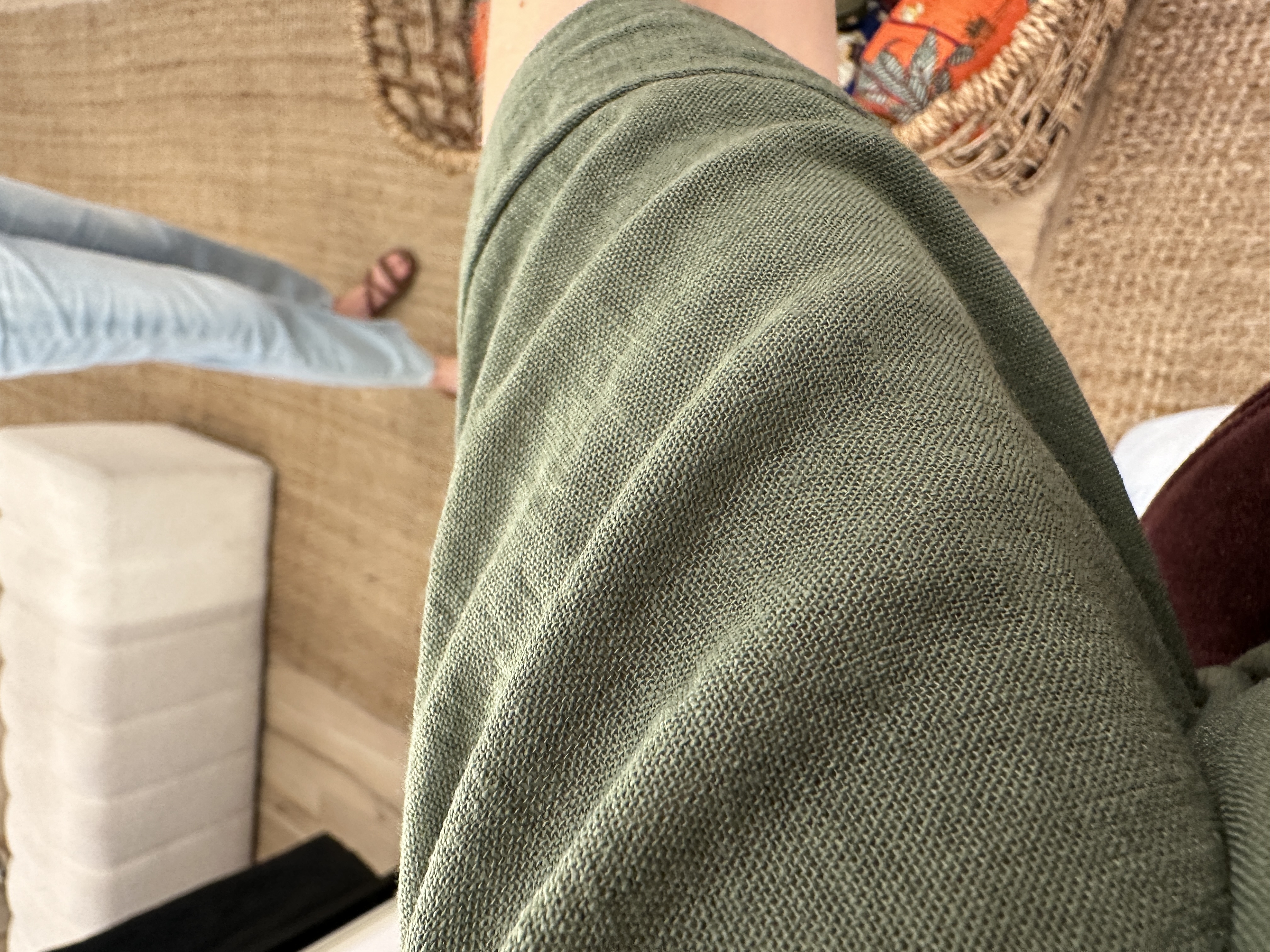 Linen mix short blouse Azzurro - army green