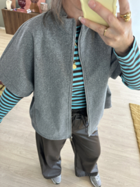 Shortsleeve zip cardigan Azzurro - grey