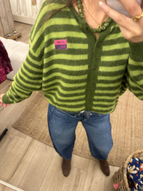 Stripe alpaca cardigan Azzurro - green