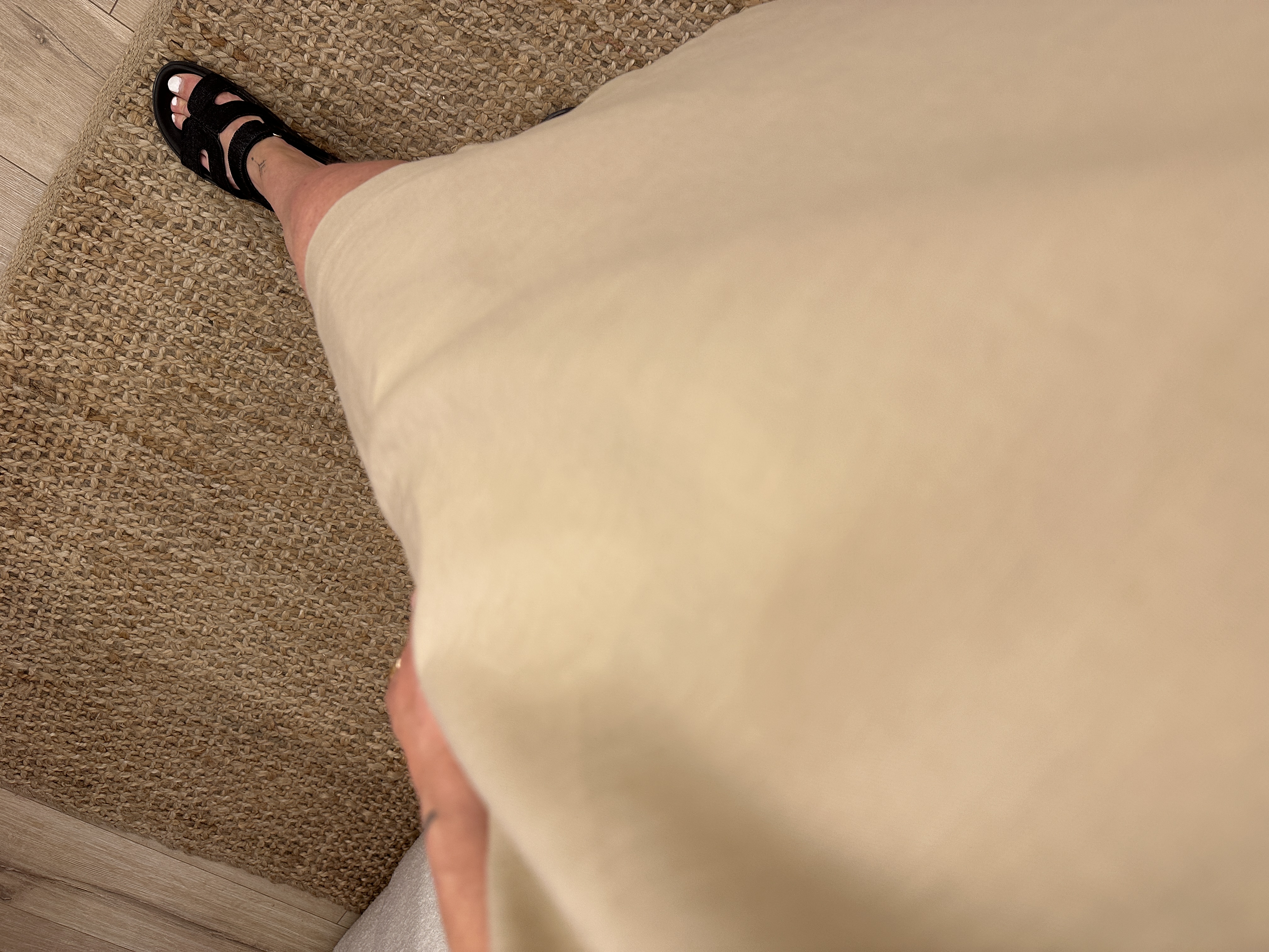 Cotton linen dress Azzurro - beige