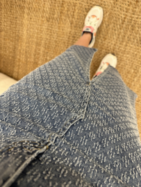 Jeans dot split skirt - blue