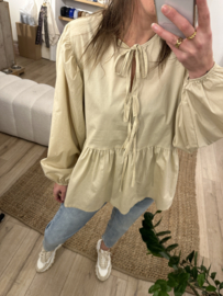 Bow peplum blouse - beige