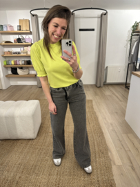 Button puff short pull Azzurro - lime