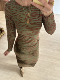 Print mesh long dress Azzurro - green