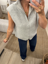 Zip knitted spencer Azzurro - grey light