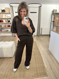 Linen pants Ambika - dark brown
