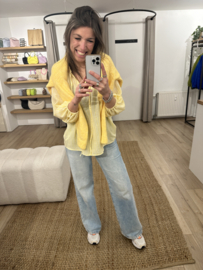 Cotton stripe wide blouse Azzurro - yellow