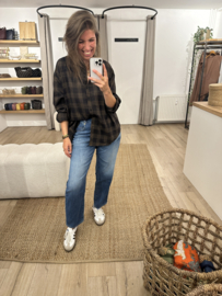 Check blouse Azzurro - dark brown