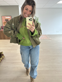 Flower oversized jacket Azzurro - army green