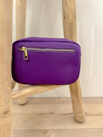 Leather classic crossbody bag - purple