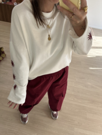 Sun sweater pull - white/bordeaux
